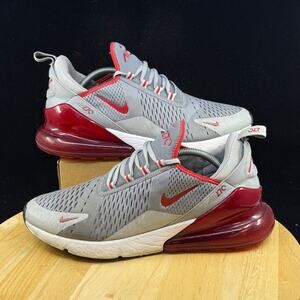 Nike Air Max 270 Particle Grey University Red Shoes Men's Size 11 CW7048-001
